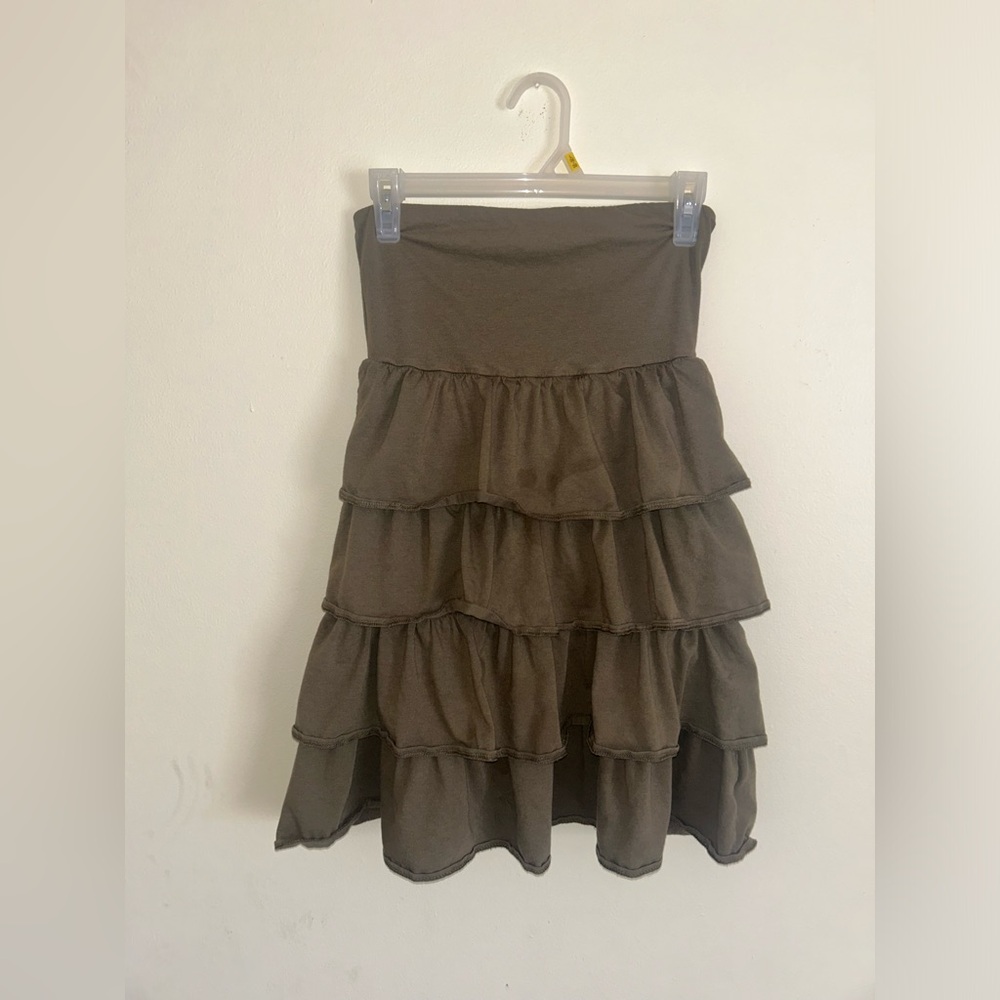 Army green Old Navy strapless ruffle dress